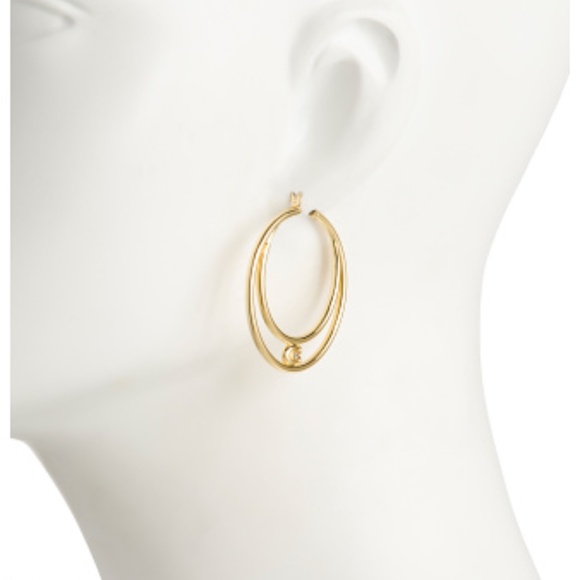 NWT! Coach double hoop earrings with a sparkling pavé crystal stud + gift wrap! - Picture 5 of 13